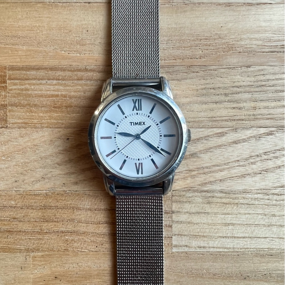 Timex uptown chic ladies stainless steel mesh watch NEW BATTERY